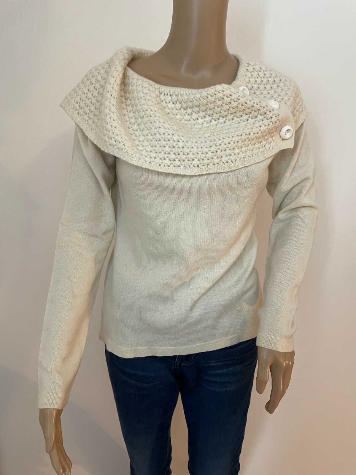 ANN TAYLOR 100% cashmere shawl collar sweater