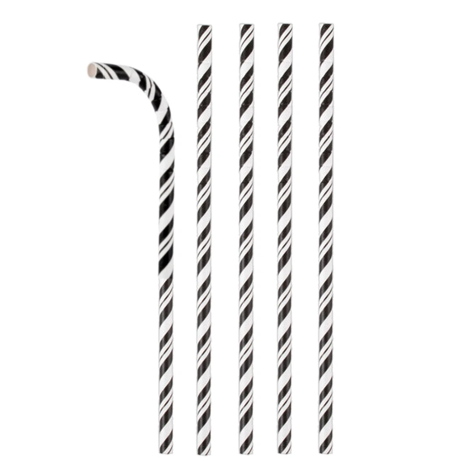 CEG Paper Straws, Black & White Striped (051159) - Image 2 of 4