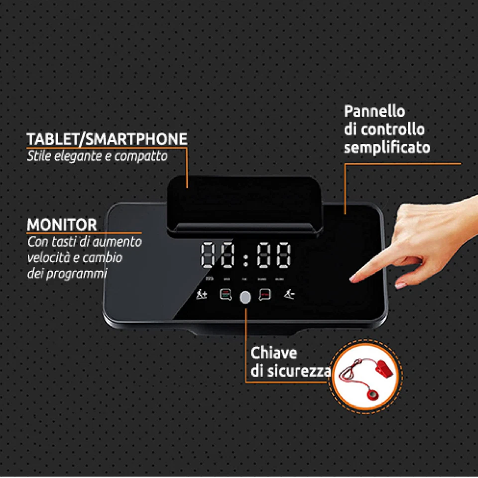 Tapis Roulant Elettrico Pieghevole 10km slim salvaspazio bluetooth 1.25 HP 950 W - Immagine 2 di 4