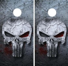 Punisher Skull Cornhole Wood Board Skin Wrap