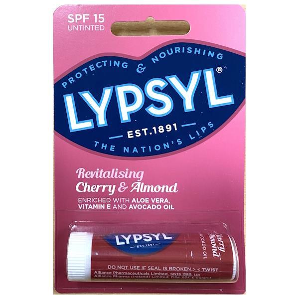 3 x Lypsyl Revitalising Cherry & Almond SPF15 Untinted 4.6g