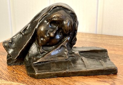 Handgefertigte schwere Bronze Statue Kunst Figur Dame Frau Gesicht Büste Skulptur 5  x 3 
