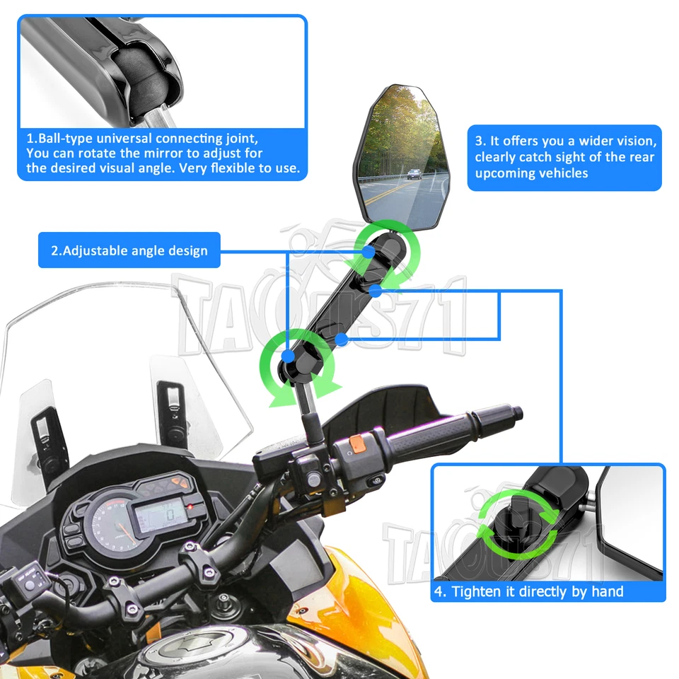 For 2020-2023 KTM 890 R Two Motorcycle Mirrors ADV w/6" Arm w/Ball Mount Set NEW - Image 4 of 4