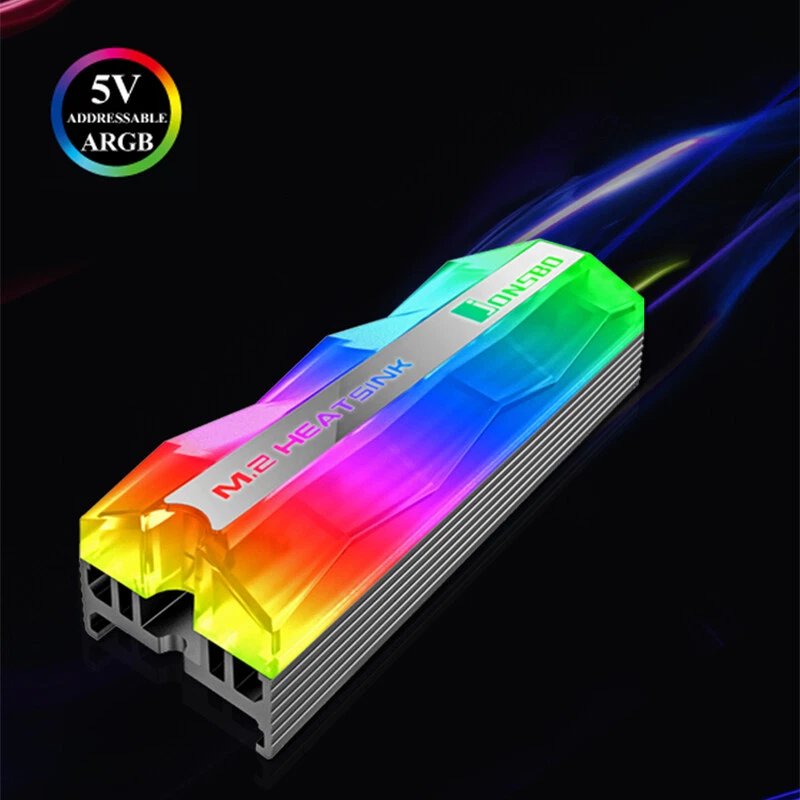 Disipador de calor refrigerador RGB SSD M.2 2280 LED direccionable aluminio NGFF NVME PCIE Foto 3 de 4
