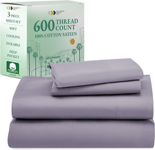 Lavender Luxury Twin Sheet Set - 100 Cotton, 600 TC Deep Pocket Bedding