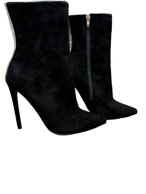 NWT Steve Madden Black Suede Boots with Rhinestone Size