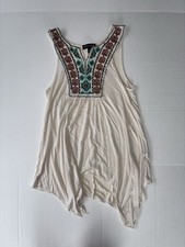 About A Girl Women’s Embroidered Tunic Tank Top Made In USA Size Small White