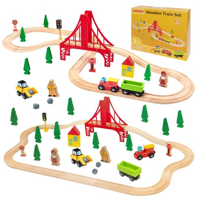 Train Set 40pcs Wooden Train Set for , Magnetic Train Toys with Wooden Train ...