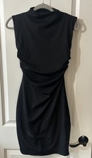 Nine West Size XS Black High Neck Ruched Bodycon Dress Sleeveless Party