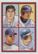 2009 Goudey 4-in-1 Red Brooks Robinson Ichiro Suzuki Josh Hamilton #35-8 HOF 9cp