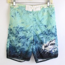 Old Navy Boy's Drawstring Blue White Shark Swim Trunks Size XL 14-16