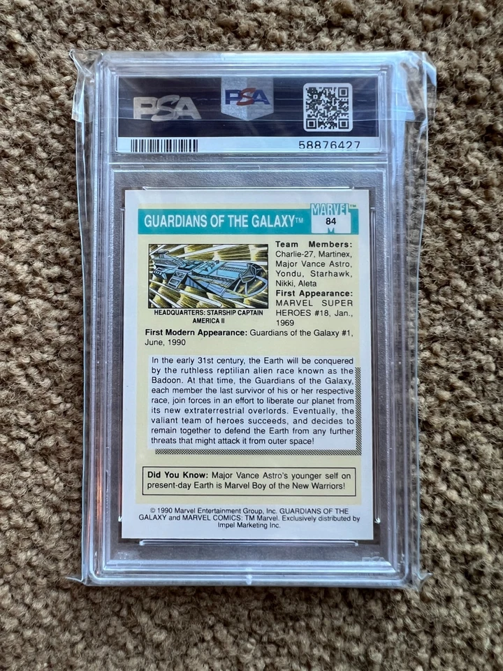 1990 Impel Marvel Universe #84 Guardians of the Galaxy PSA 9 MINT - Vintage - Image 2 of 2