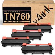 TN760 Compatible for Brother TN-760 Toner Cartridge 4Pack High Yield