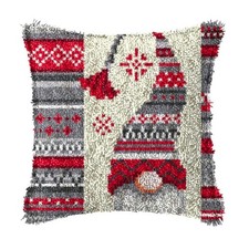 DL-YTG Latch Hook Kits Pillow Christmas Hat Crochet Yarn Cushion Colour Pre-P...