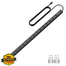JUNNUJ 16 Outlet Power Strip Surge Protector 15ft Black