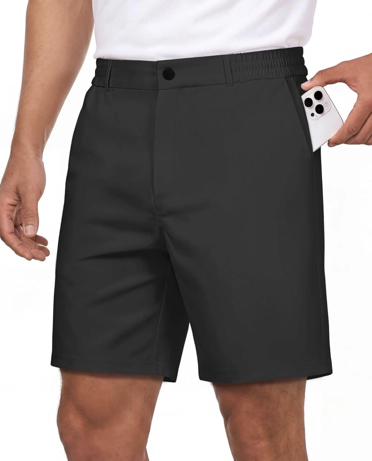 Men’s Golf Shorts 7” Stretch Chino Quick Dry Water Resistant w/ Phone Pocket