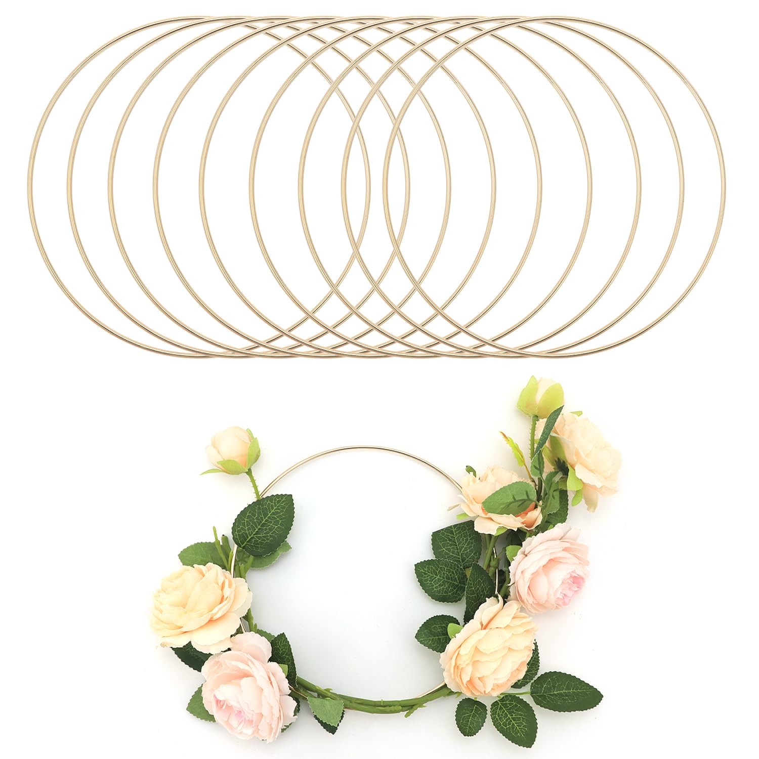 Anneaux en métal doré 20cm pour fabriquer un attrape-rêve bohème chic