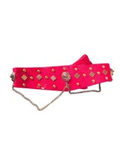 Vintage RARE Glam Rock Red Studded Chain Belt, Lion HeadTie Back Sash