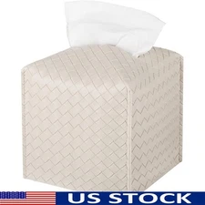 Premium PU Leather Tissue Box Cover Elegant Bathroom Counter Decor Easy Refill