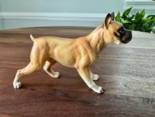 Vintage Porcelain Boxer Dog At Play Figurine Japan 6&rdquo; X 7-1/2" Pounce Fetch MINT