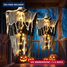 2 Pack Halloween Hanging Ghost Decorations Outdoor with Skeleton Arms
