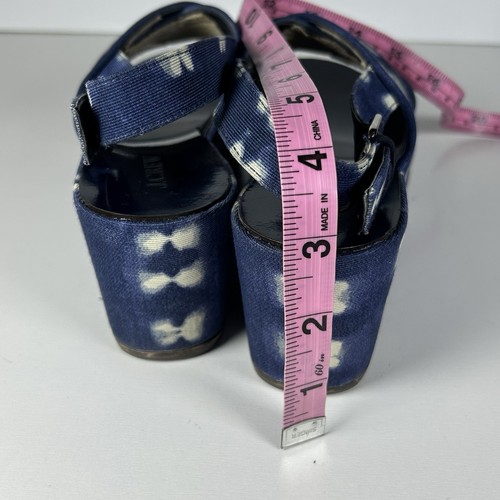 J. Crew Women Sandal Size 9.5 platform Marcie Wedges sandals Natural Indigo - Picture 8 of 8