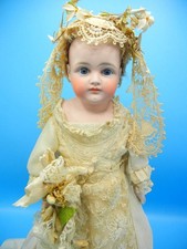 Antique German Bisque Doll Closed Mouth Shoulder Head #7 Gusset Kid Leather 18"