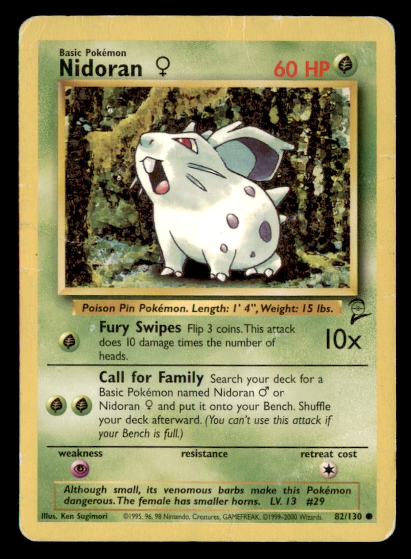 Nidoran F 82/130 Common Base Set 2 Pokemon Heavily Played