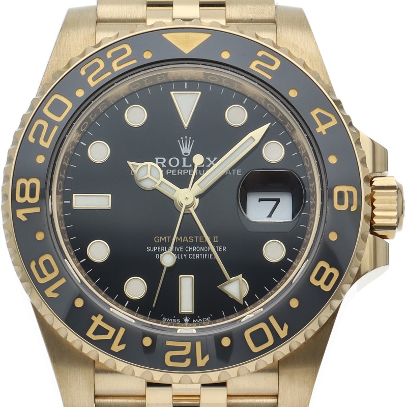 ROLEX GMT-Master II Watch Jubilee 126718GRNR 18K Yellow Gold mensWatch black...