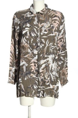 MINUS Hemd-Bluse Damen Bluse Gr. DE 36 hellgrau-wollweiß-blau Casual-Look