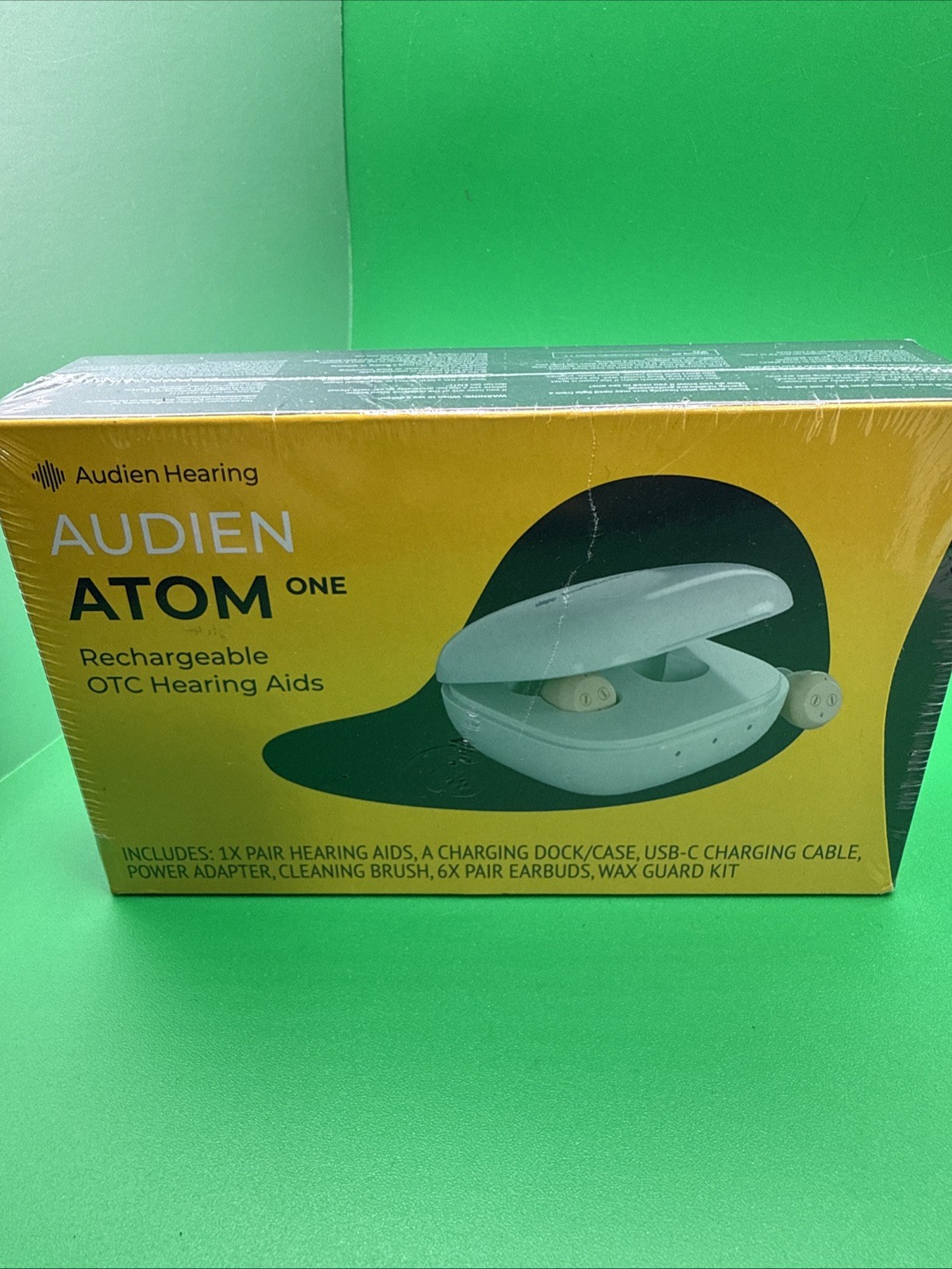 Audien Atom One OTC Hearing Aids  Wireless, Rechargeable, Beige SEALED