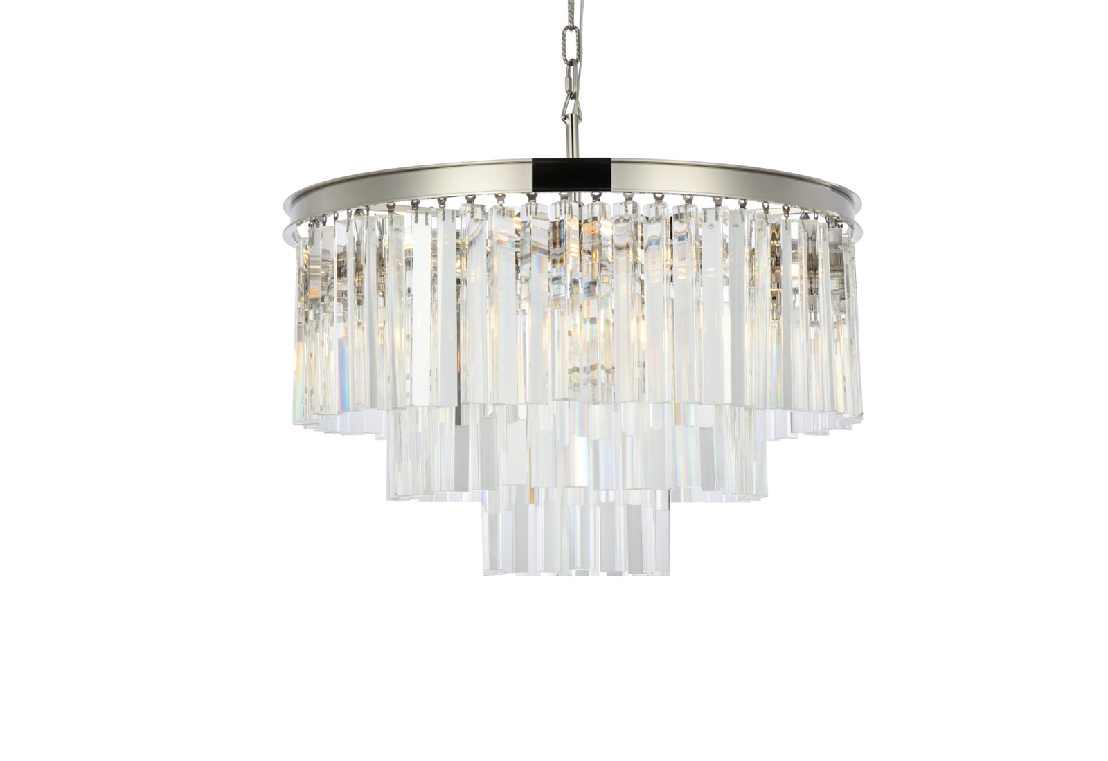 Elegant Sydney 9-Light 26W Crystal Nickel Chandelier