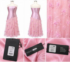 Fashion Nova Pink Strapless Satin Midi Dress XL 3D Floral 