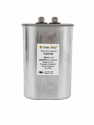 Titan Pro TOCF40 40 MFD Motor Run Capacitor 370/440VAC Oval HVAC NEW USA