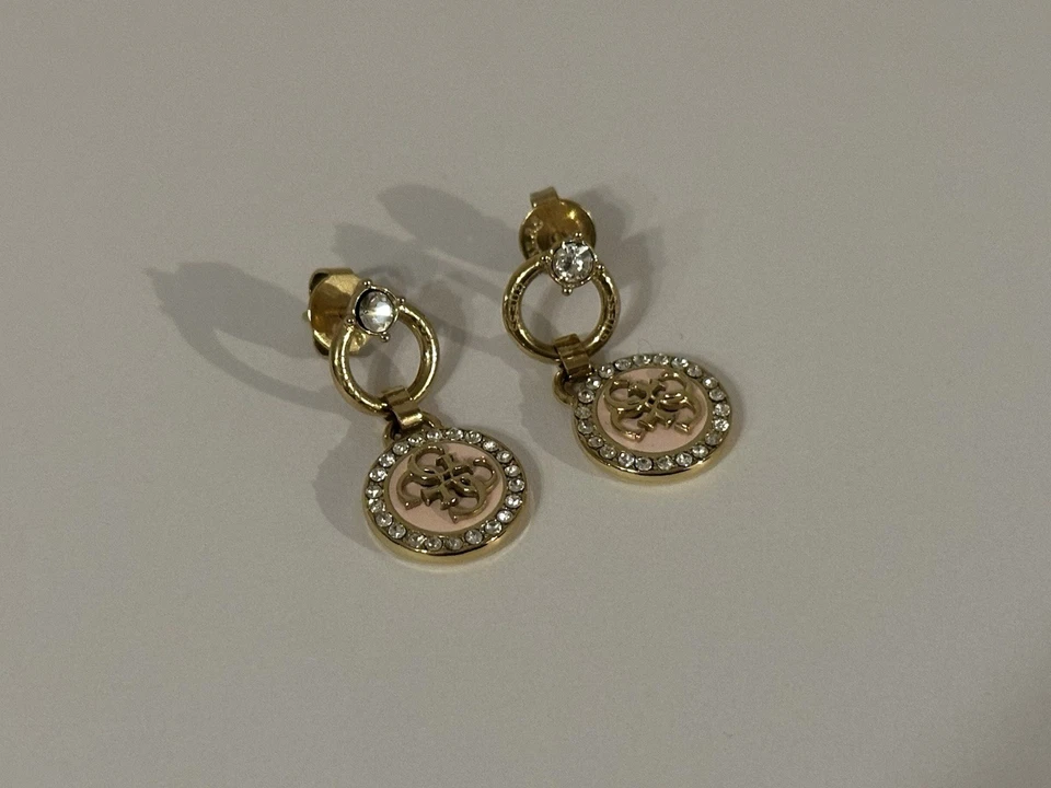 Guess Ohrringe Rosa Goldfarben Mit Steinchen NEU - Bild 2 von 4