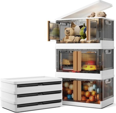 Warmiehomy stapelbare Aufbewahrungsboxen 95L*3er Pack große Kunststoff Aufbewahrungsbox mit Deckel
