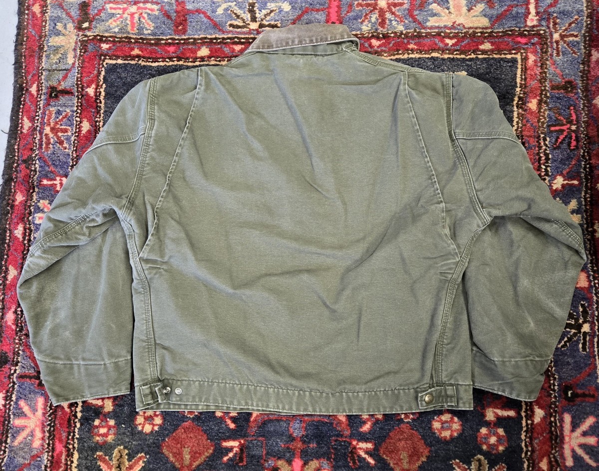 Vtg Carhartt J97 MOS Detroit Canvas Jacket Flannel Blanket Lined