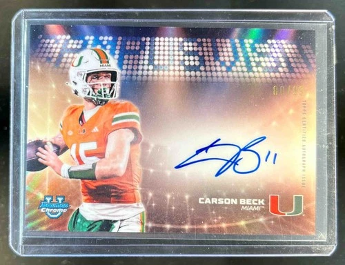 2025 Bowman Chrome U Carson Beck Campus Visit Auto #80/99 Hurricanes