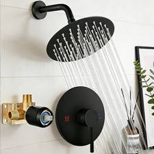 8-Inch Rainfall Black Shower Faucet with Mixing Valve Single Handle Shower Set
