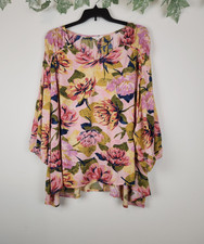 Blusa Terra & Sky Talla 4X (28-30W) Boho Floral Perla Rubor Manga Poeta Nueva con Etiquetas