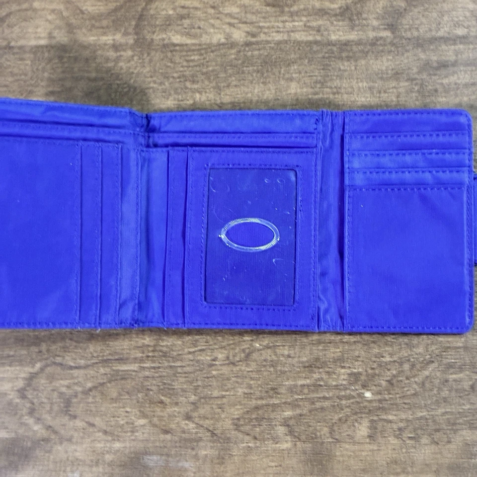 Big Skinny Trixie Tri-Fold Slim Wallet Nylon Purple Id Card Money Holder Snap - Image 3 of 4