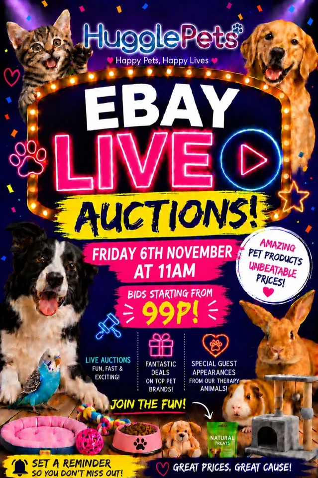 🔥Pet Products Starting at Just 99p! Don't Miss HugglePets Live Auctions🐾