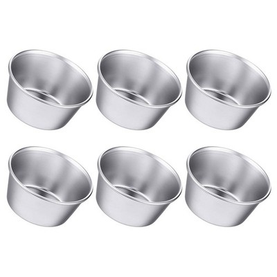 6Pcs Carbon Steel Cake Molds for Baking Muffins Pudding and Cookies Silver