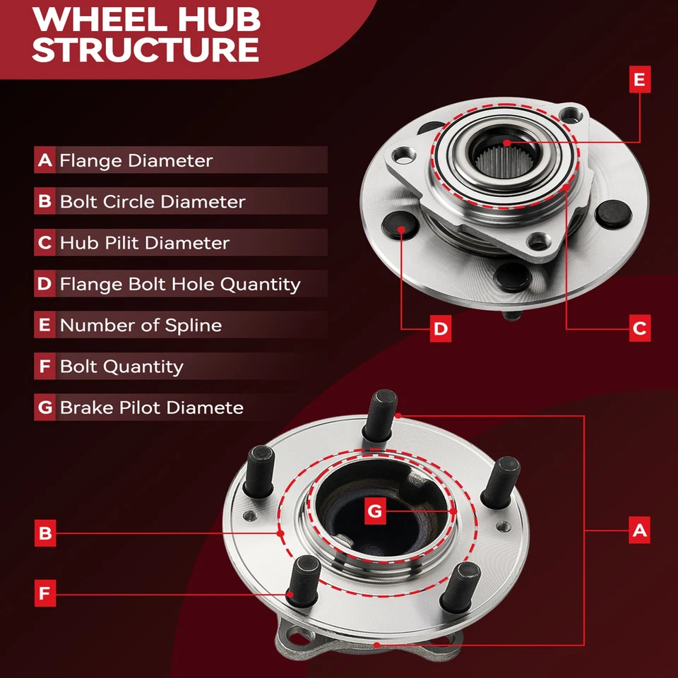 2x Front Wheel Bearing Hub Assembly For Dodge Grand Caravan 2009-2010 V6 513273 Foto 2 de 4