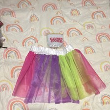 Girls Multicolor Tulle Satin Tutu Skirt Elastic Waist Party Dance Costume