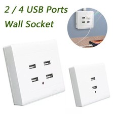 Wall Mounting USB Electrical Socket Charger Station Plug Outlet Power Adapter