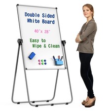 Double Sided White Board with Stand - 40x28 Portable Whiteboard Easel with He...