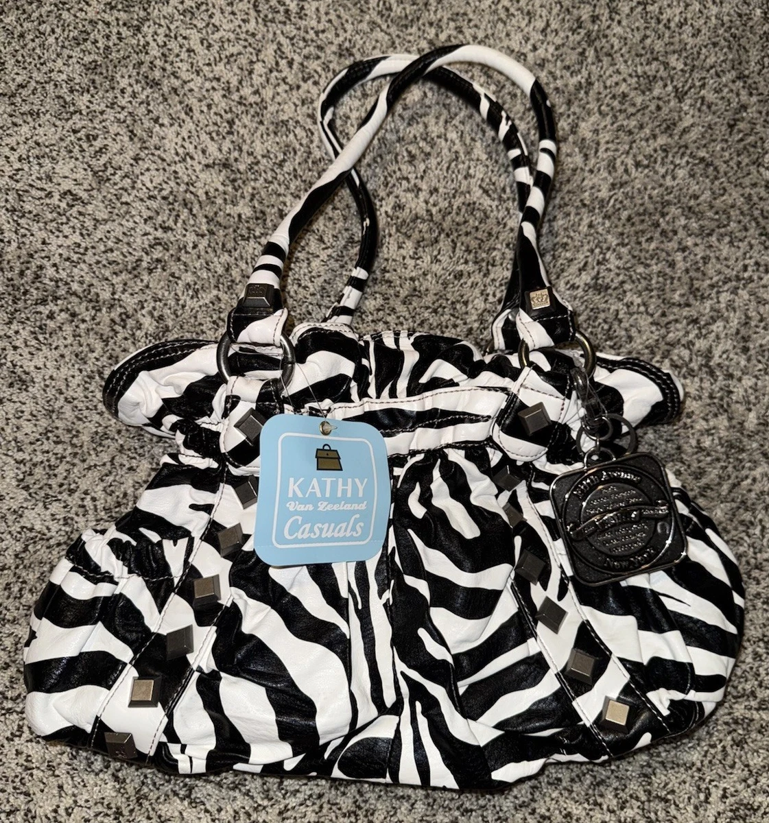 ハ*ー様 ハンドバック Kathy Van Zeeland Casuals Zebra Women's Purse Lounge Lizard