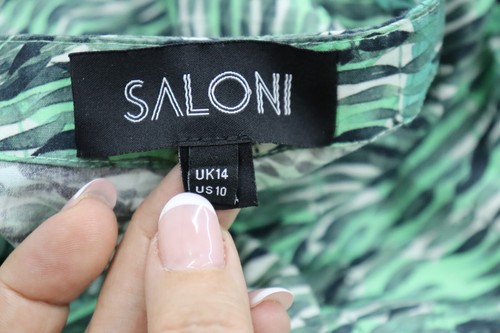 Saloni 100 % Baumwolle grün tropisches Blätterdruck Sommerkleid Größe 10 gebraucht, in einwandfreiem Zustand - Bild 11 von 12