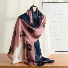 100% Silk Womens Large Long Polka Dot Rectangle Scarf Wraps Shawl 69"*26" Gifts